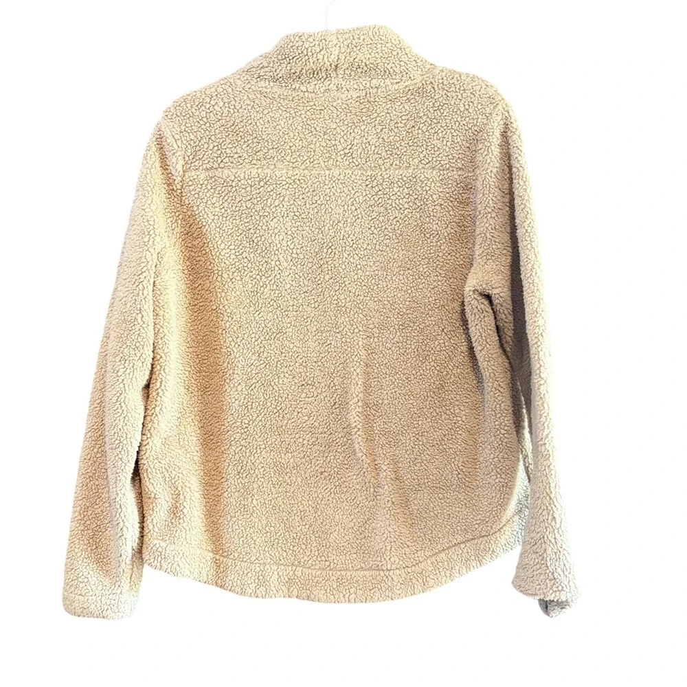 Vineyard Vines Womens‎ Sherpa Fleece Pullover Tan Beige Funnel Neck Whale Logo M
